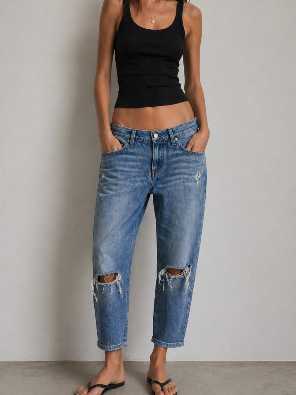 Rag & Bone BOYFRIEND Distressed Jeans, MOSS W/HOLES, sz 25